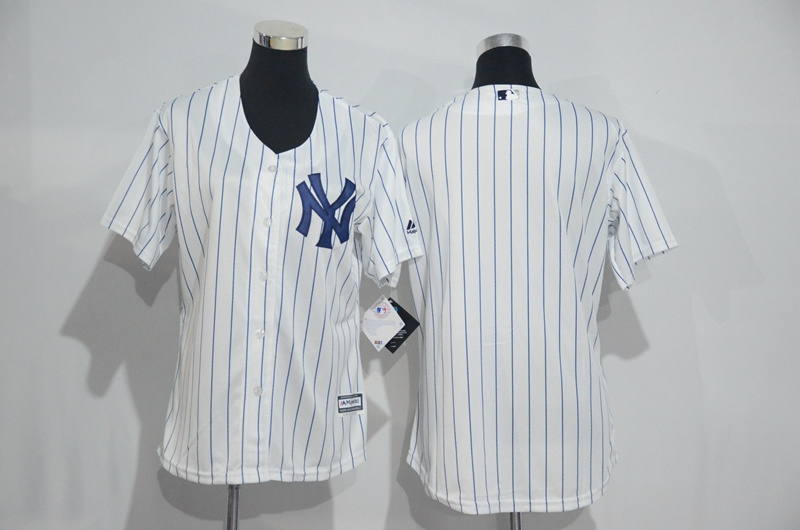 Womens 2017 MLB New York Yankees Blank White Jerseys->->Women Jersey